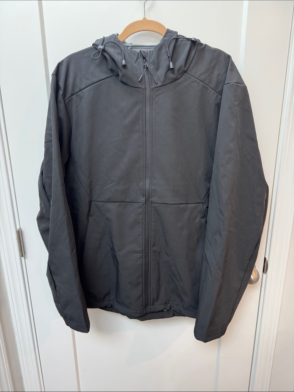 Men's Black Hooded Zip Jacket - Versatile Everyday Coat